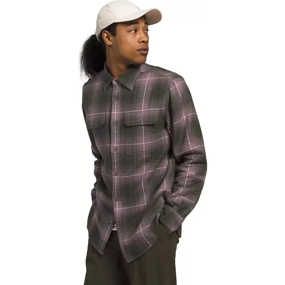 The North Face Arroyo NF0A4QPJOZ5 Shirts Men Fawn Gray Flannel Button Up SGN1347
